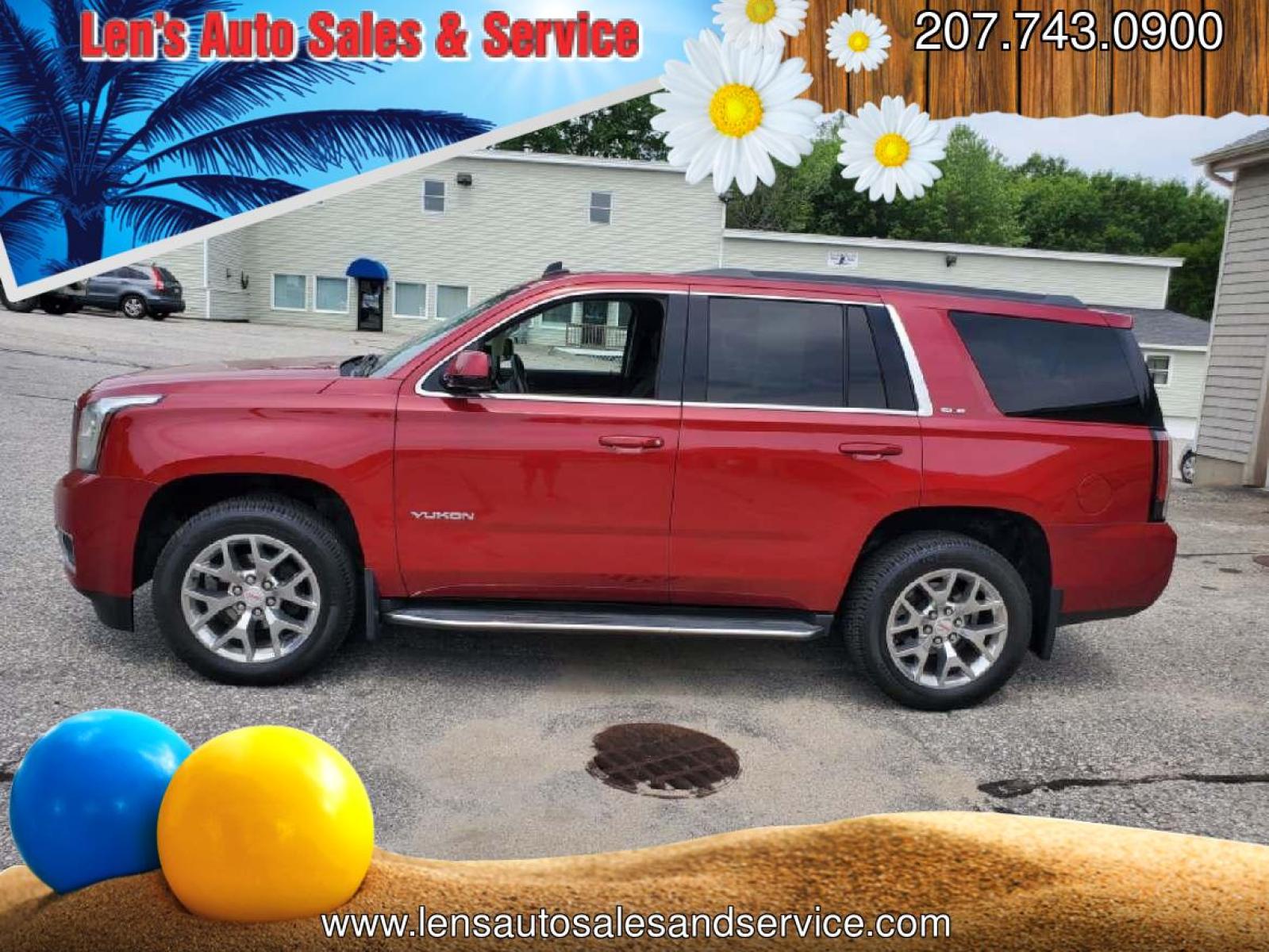 2015 Maroon GMC Yukon with an 5.3 engine, AUTOMATIC transmission, located at 27 Main St., Norway, MD, 04268, (207) 743-0900, 44.199795, -70.530807 - 2015 GMC Yukon SLE $20,995.00 Pw, Pl, Pm, A-C, Cd, 3rd Row Seat 150,144 k Clean - Photo #0