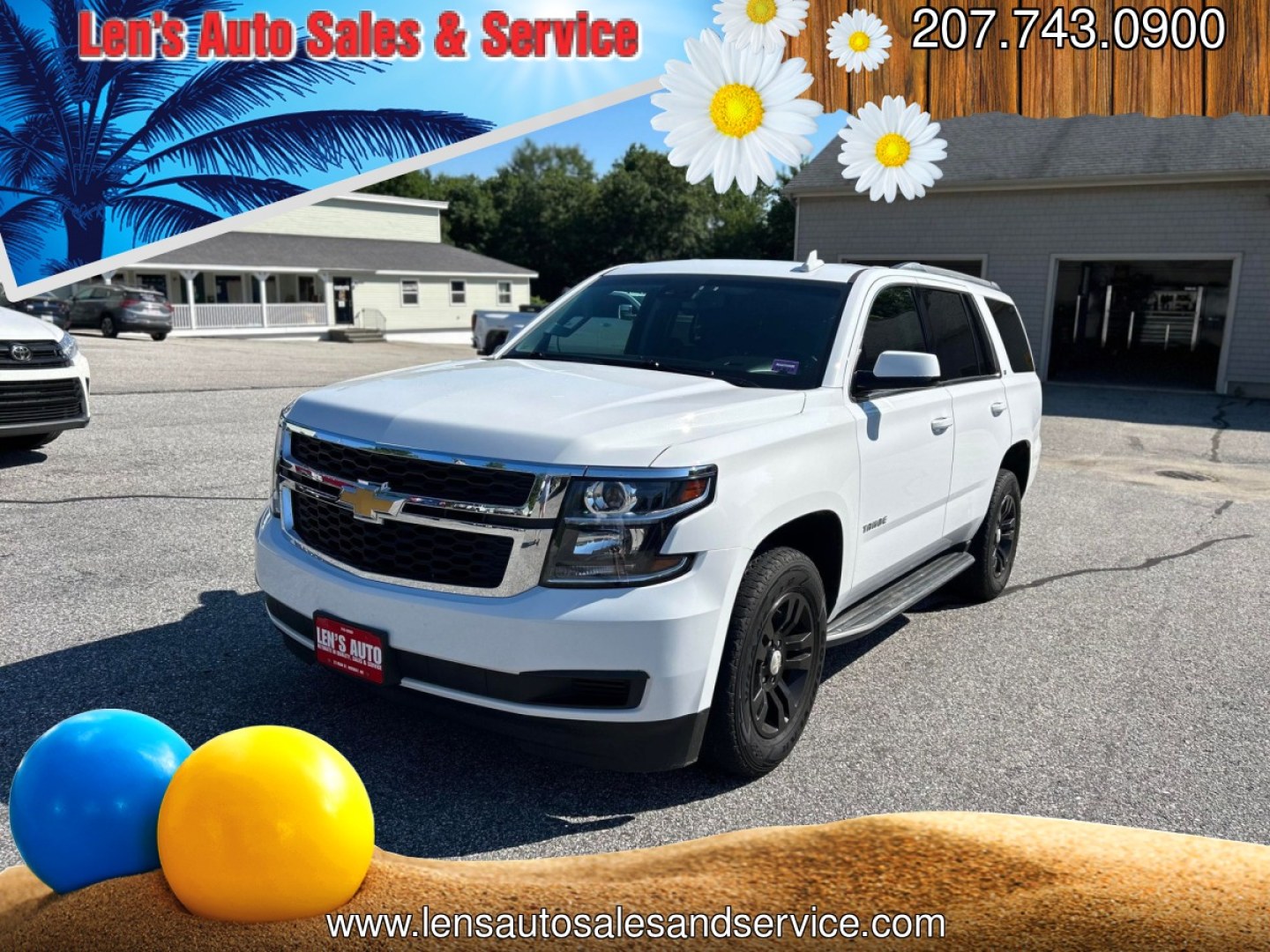 2019 white /black Chevrolet Tahoe (1GNSKBKC9KR) with an 5.3 engine, located at 27 Main St., Norway, MD, 04268, (207) 743-0900, 44.199795, -70.530807 - Photo#0